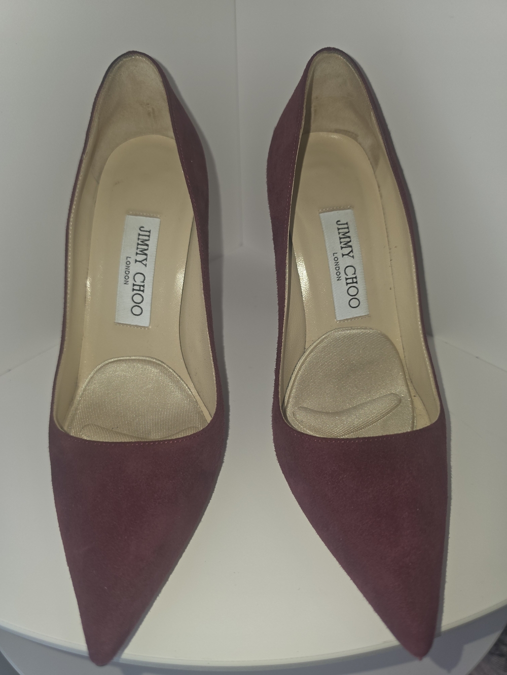 Jimmy Choo Burgundy Suede Pointed-Toe Pumps